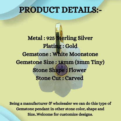 Handmade White Moonstone Crystal Necklace Charm for Women