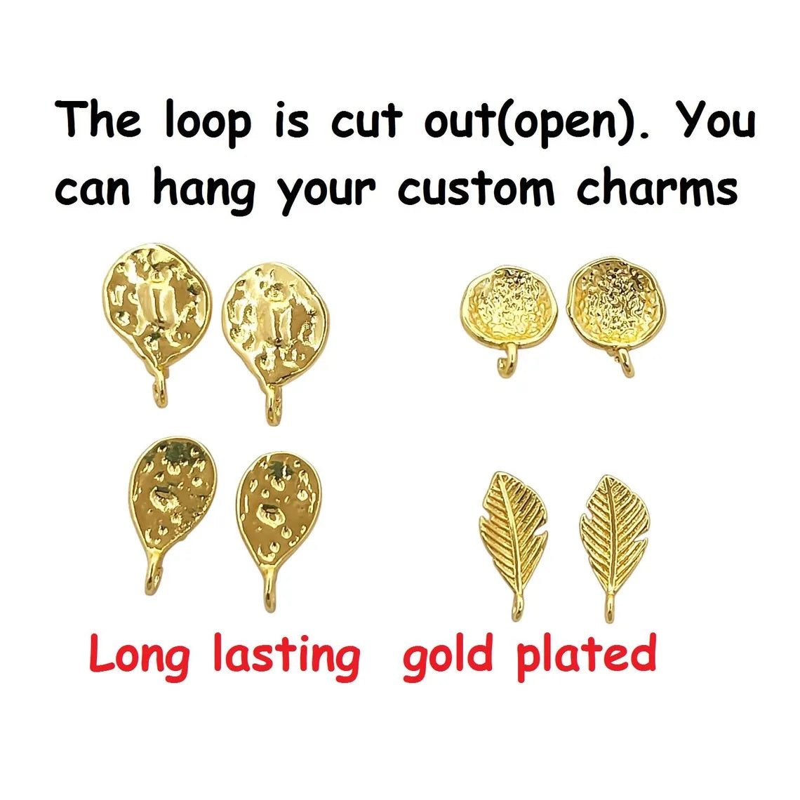Elegant 18K Gold Plated Textured Stud Connectors for DIY Earrings Modern Minimalist Dangle & Drop Earring Findings- Selling Per Pair (13x5mm)