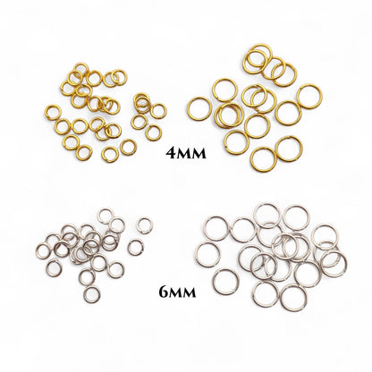 Jewelry Making Supplies Gold Plated Open Jump Rings in 4mm & 6mm, Silver Split Jump Rings for DIY Necklace, Bracelet, Earring Crafting- Selling By 50 Pcs Set