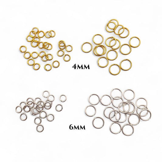 Jewelry Making Supplies Gold Plated Open Jump Rings in 4mm & 6mm, Silver Split Jump Rings for DIY Necklace, Bracelet, Earring Crafting- Selling By 50 Pcs Set