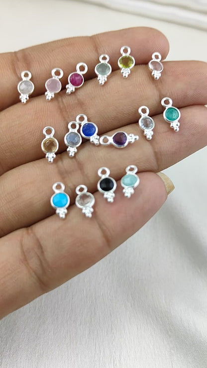 925 Sterling Silver Pendant 4mm Round Faceted Gemstone Pendant For Necklace Birthstone Jewelry- Selling Per Piece