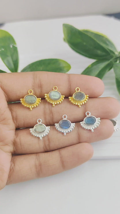 Gold Plated Sterling Silver Handmade Necklace Blue Fire Labradorite Gemstone Pendant Dainty Jewelry for Gift- Selling Per Piece