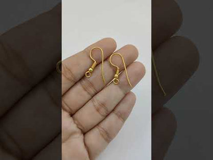 Handmade Jewelry Making Findings Gold Plated Coil and Ball Long Earwire French Hooks, DIY Earring Craft Supplies- Selling Per Pair