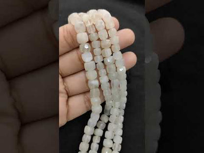 Natural White Moonstone Jewelry Making Beads, Faceted Milky White Gemstone Beads for Minimalist Bracelets & Necklaces – Selling Per Strand