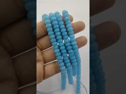 8mm Peru Chalcedony Rondelle Beads Smooth Gemstone Strand for Handmade Jewellery, DIY Bracelet Necklace Crafting Supplies