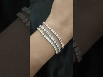 18K Gold Plated White Cubic Zirconia Tennis Bracelet with Prong Setting, Adjustable Women Jewelry – Selling by Bracelet