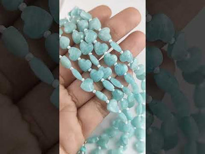 Natural Amazonite Faceted Heart Beads Unique 8-9mm Beads for Handmade Jewelry Design