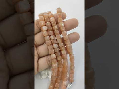 Peach Moonstone Gemstone Beads Natural, Soft Peach Jewelry Making Supplies for Bracelets & Necklaces – Selling Per Strand