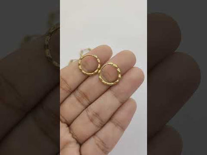 Minimalist Bubble Hoop Earrings Gold Plated Textured Huggies for Women- Selling Per Pair