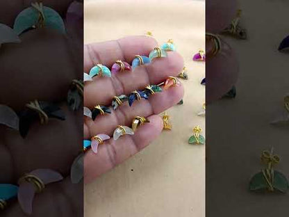 Dainty Rainbow Moonstone Half Moon Earrings Gold Plated Sterling Silver Studs- Selling Per Piece