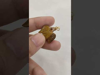 Hand Carved Tiger’s Eye Flying Eagle Pendant Gold Plated 925 Sterling Silver Bird Necklace Charm