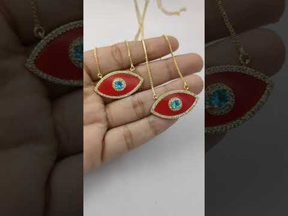 Red Marquise Evil Eye CZ Necklace 18K Gold Filled Adjustable Box Chain with Slider Rubber Stopper Beads Dainty Protection Jewelry – Selling By Necklace