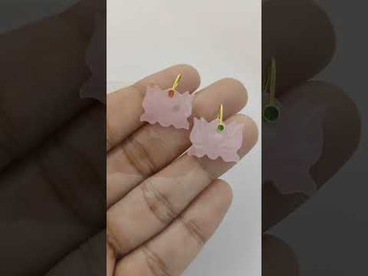 Hand Carved Pink Chalcedony Lotus Pendant Mahalaxmi Goddess Lotus Symbol Gemstone Charm with 925 Sterling Silver Bail- Selling Per Piece
