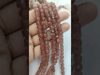 Elegant Pink Strawberry Quartz Faceted Gemstone Beads, Natural Blush Pink Beads for DIY Jewelry, Bracelets & Necklaces – Selling Per Strand