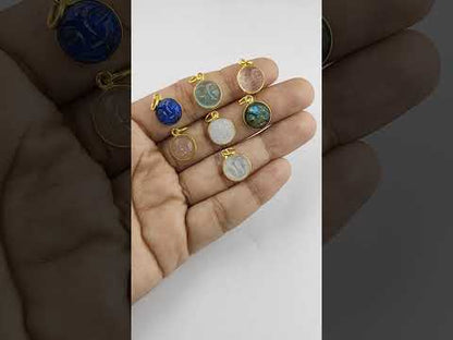 Handmade Rainbow Moonstone Moon Face Pendant Gold Plated 925 Sterling Silver Celestial Healing Crystal Necklaces – Selling Per Piece