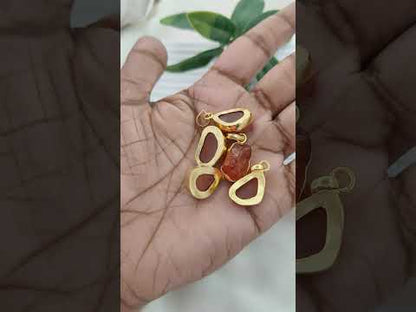 Handmade Rough Carnelian Pendant, Natural Raw Carnelian Gemstone Collet Set Charm for DIY Jewelry Making- Selling Per Piece