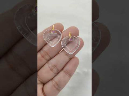 Clear Quartz Heart Carved Pendant in 925 Sterling Silver April Birthstone Gemstone Charm for Jewelry Making- Selling Per Piece
