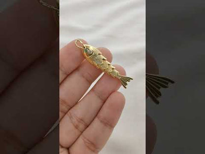 Gold Plated 3D Fish Pendant Charm, Ocean Inspired Necklace Jewelry for Women, Anti Tarnish Coastal Beach Handmade Gift