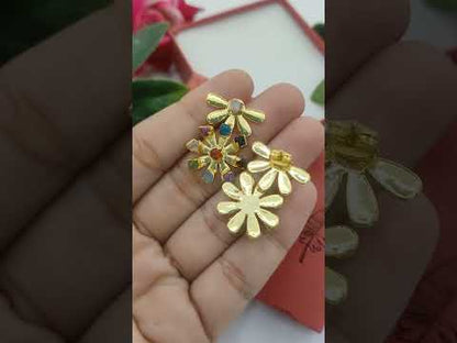Handmade Raw Gemstone Stud Earrings Multi-Color Wildflower Style Studs Unique Boho Jewelry- Selling Per Pair