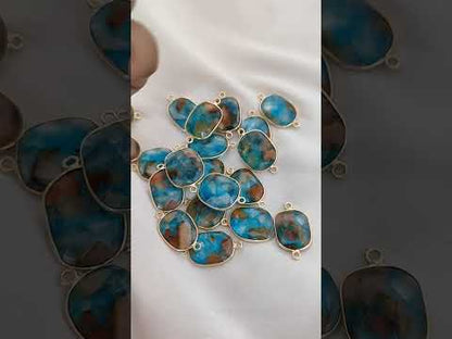 Aqua Terra Jasper Bracelet Connector Uneven Shape Double Loop Gemstone Link for Handmade Jewelry- Selling Per Piece