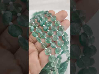 Handmade Green Strawberry Quartz Coin Shape Gemstone Beads for Bracelet