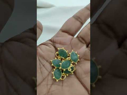 Green Strawberry Quartz Evil Eye Pendant Gold Plated 925 Sterling Silver Hand-Carved Marquise Gemstone Jewelry Charm- Selling Per Piece