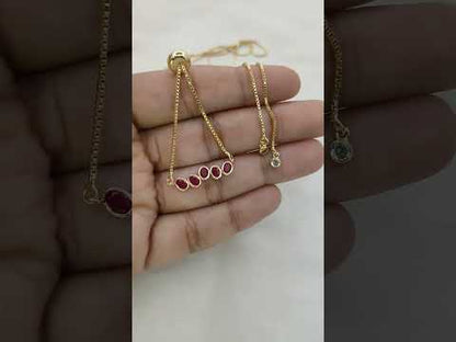 Dainty Ruby Gemstone Bar Necklace in 18K Gold Anti Tarnish, July Birthstone Adjustable Slider Necklace – Selling By Necklace