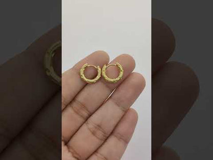 Gold Plated Hammered Hoop Earrings Chunky Minimalist Huggies for Daily Wear- Selling Per Pair
