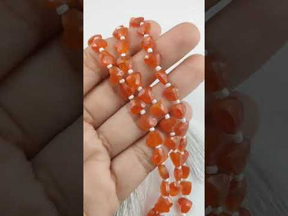 Faceted Orange Carnelian Heart Shaped Beads Beautiful 8-9mm Gemstones for Crafting