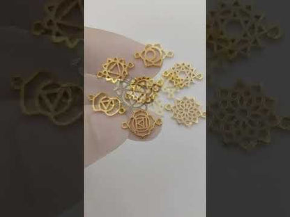 Handmade Gold & Silver 7 Chakra Charm Set Yoga Meditation Jewelry Connectors & DIY Findings- Selling According Variation