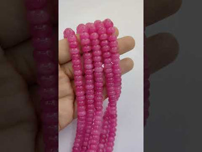8mm Hot Pink Chalcedony Rondelle Beads Loose Natural Gemstones for Jewelry Designers