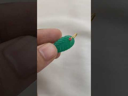 Green Chrysoprase Leaf Carved Pendant Gold Plated 925 Silver Gemstone Necklace Charm for Women