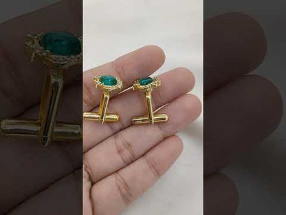 Men’s Apatite Quartz Cushion Gemstone Cufflinks Gold Plated Formal Wear for Weddings, Office & Special Occasions – Selling Per Pair