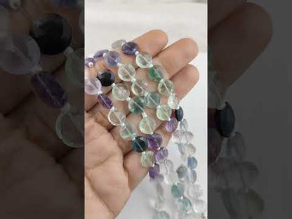 Genuine Fluorite Coin Shape Gemstone Beads for Bracelet & Earrings