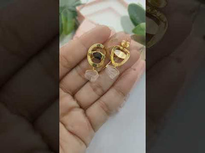 Raw Black Tourmaline Evil Eye Stud Earrings Handmade Gemstone Studs Minimalist Jewelry for Gift- Selling Per Pair