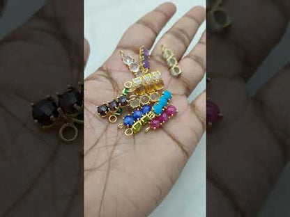 6mm Round Briolette Three Birthstone Pendant 18K Gold Plated Bezel Birthstone Charm for Personalized Jewelry