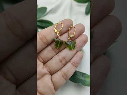 Peridot Dangle Earrings Handcrafted Butterfly Earrings in Gold Plated 925 Sterling Silver-Selling by Pair