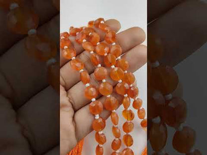 Faceted Orange Carnelian Coin Shape Gemstone Beads for Jewelry Making