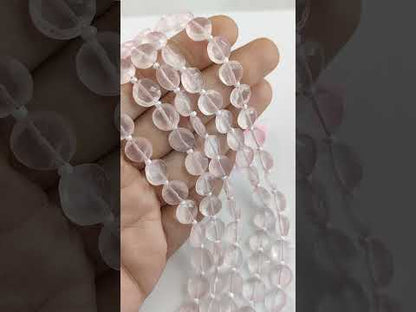 Genuine Rose Quartz Coin Shape Gemstone Beads