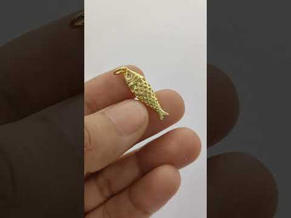 Ocean Inspired 3D Movable Fish Charm Gold Plated Waterproof Jewelry Pendant for Women- Selling Per Piece