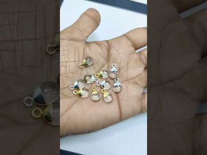 Clear Quartz Pendant Spike 8–10mm Crystal Charm with Gold/Silver Electroplated Cap for Jewellery DIY Necklace Bracelet