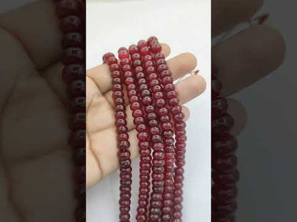 8mm Smooth Red Garnet Quartz Gemstone Beads Rondelle Loose Strand for Crafting