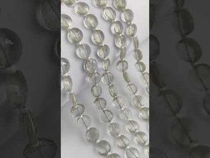 Rare Green Amethyst Coin Shape Gemstone Beads for Jewelry