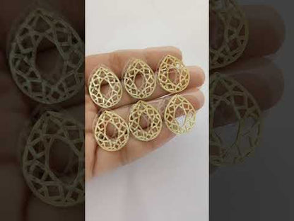 Teardrop Brass Pendant Charm, 1 Hole Drop for Jewelry Making, Earring Findings & DIY Supplies