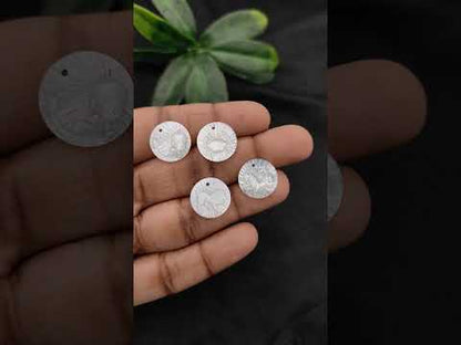 Libra Zodiac Charm in Natural Mother of Pearl Engraved Astrology Coin Shell Disc for DIY Necklaces & Bracelets- Selling Per Piece