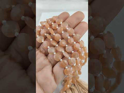 Faceted 8-9mm Peach Moonstone Coin Shape Gemstone Beads