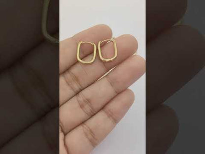 Tiny Rectangle Hoop Earrings Minimalist 14k Gold Plated Waterproof Huggie Hoops- Selling Per Pair