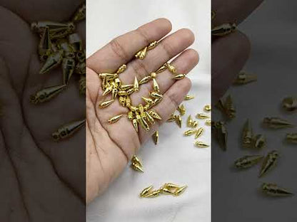 Tribal Spike Pendant Charms Gold Plated Brass Beads for Handmade Necklaces & Bracelets-Selling Per Piece
