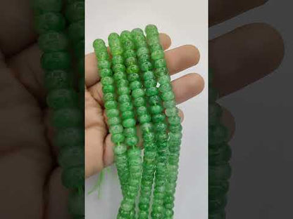Green Strawberry Quartz 8mm Rondelle Beads Smooth Gemstone Strand for Jewelry Making