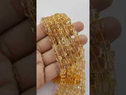 November Birthstone Citrine Faceted Cube Beads Yellow Square Gemstone Beads for Bracelet & Jewelry Making- Selling Per Strand